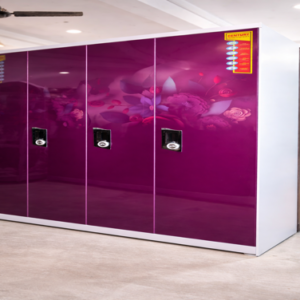 Century Premium 4-Door Steel Almirah – Purple Floral Finish