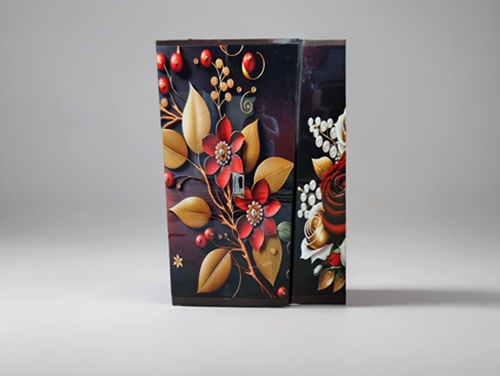 Designer Floral Printed Steel Almirah – Premium Gloss Finish Wardrobe