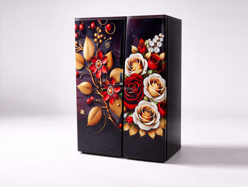 Designer Floral Printed Steel Almirah – Premium Gloss Finish Wardrobe - Image 2