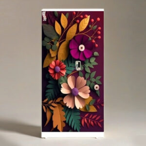 Designer Printed Steel Almirah with Floral Pattern Finish