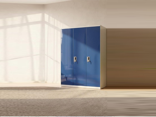 48-Inch 3 Door Almirah with Built-in Locker | High Gloss Finish | Modern Metal Wardrobe Cabinet