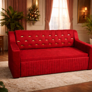 Luxury Velvet Fabric 3-Seater Sofa – Premium Maroon Finish