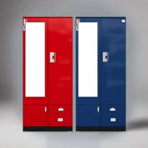 Premium 3-Door Steel Almirah with Mirror & Drawer Storage – Glossy Finish