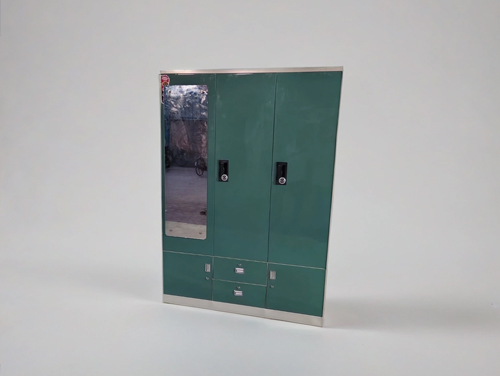 Premium 3-Door Steel Almirah with Mirror & Storage Drawers – Modern Green Finish - Image 2