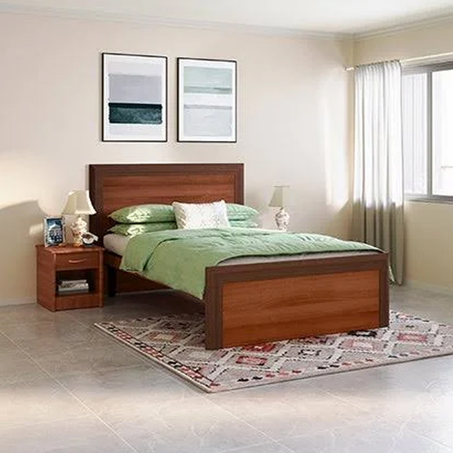 Adriana Single Bed – Elegant Engineered Wood Single Bed with Modern Design