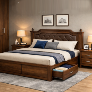 Godrej Castle Pro Bed Set – Premium Engineered Wood Bed with Storage