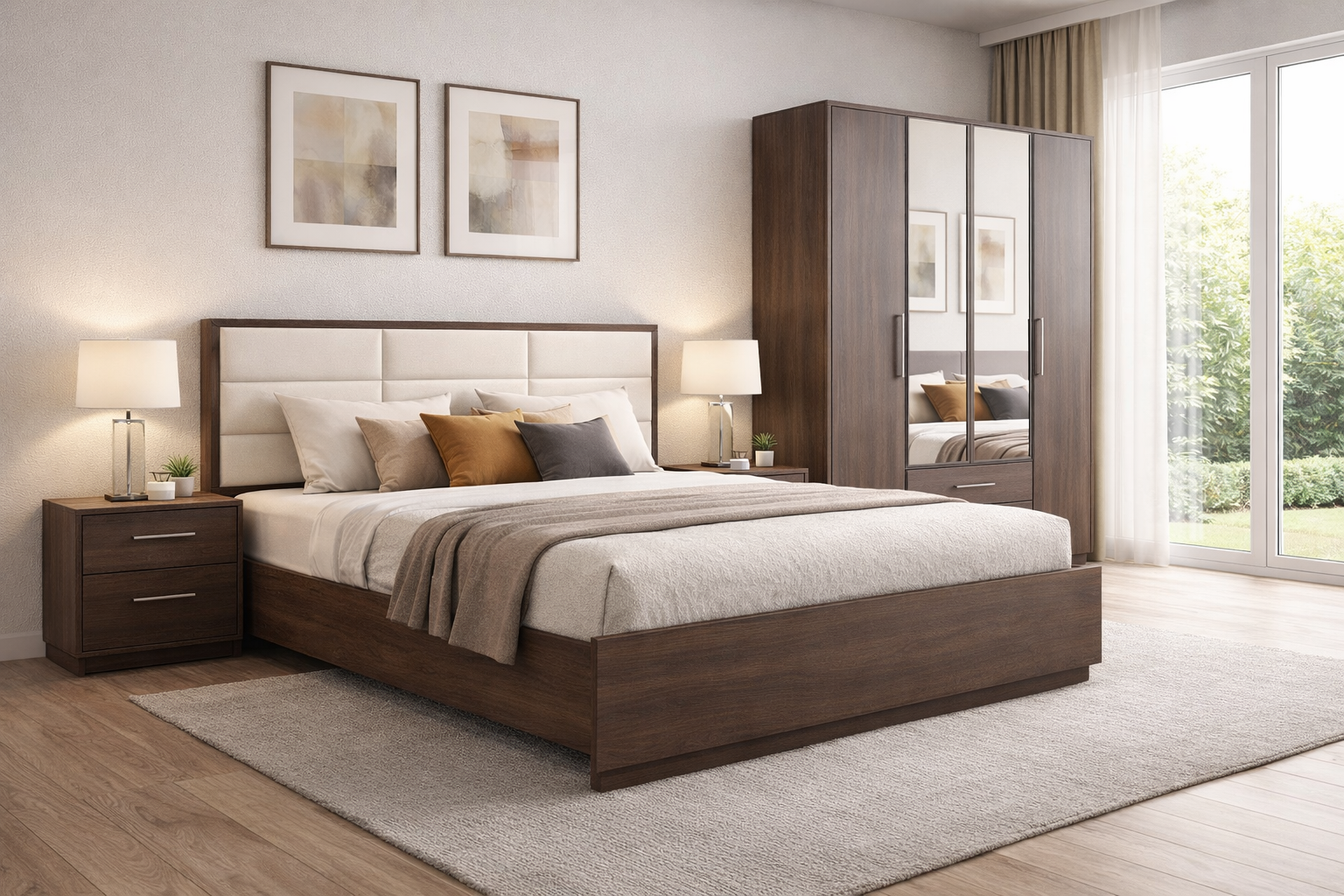 Sierra Bed Set – Contemporary Engineered Wood Bed with Premium Finish