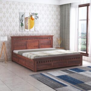 Godrej Wooden Bed Set – Classic Solid Wood Design with Elegant Finish